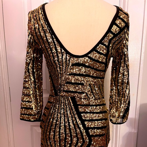 Gold Sequin Black Dress - Picture 2 of 4